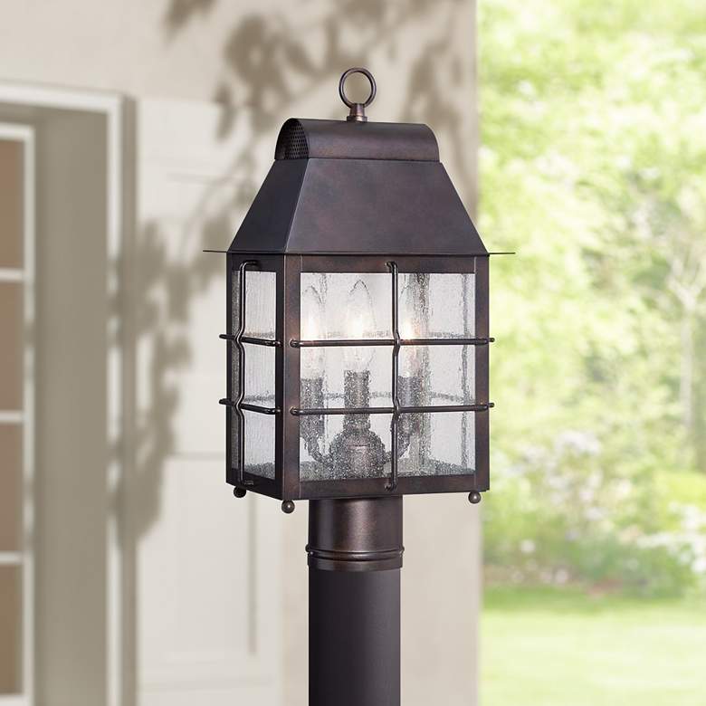 Image 1 Minka Willow Pointe 17" High Bronze Outdoor Post Light