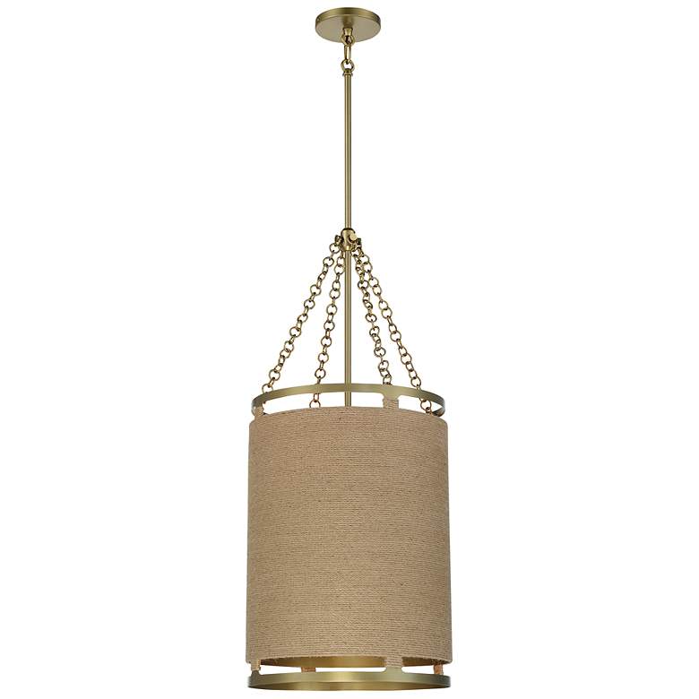 Image 2 Minka Windward Passage 14 1/2" Brass and Natural Rope 4-Light Pendant