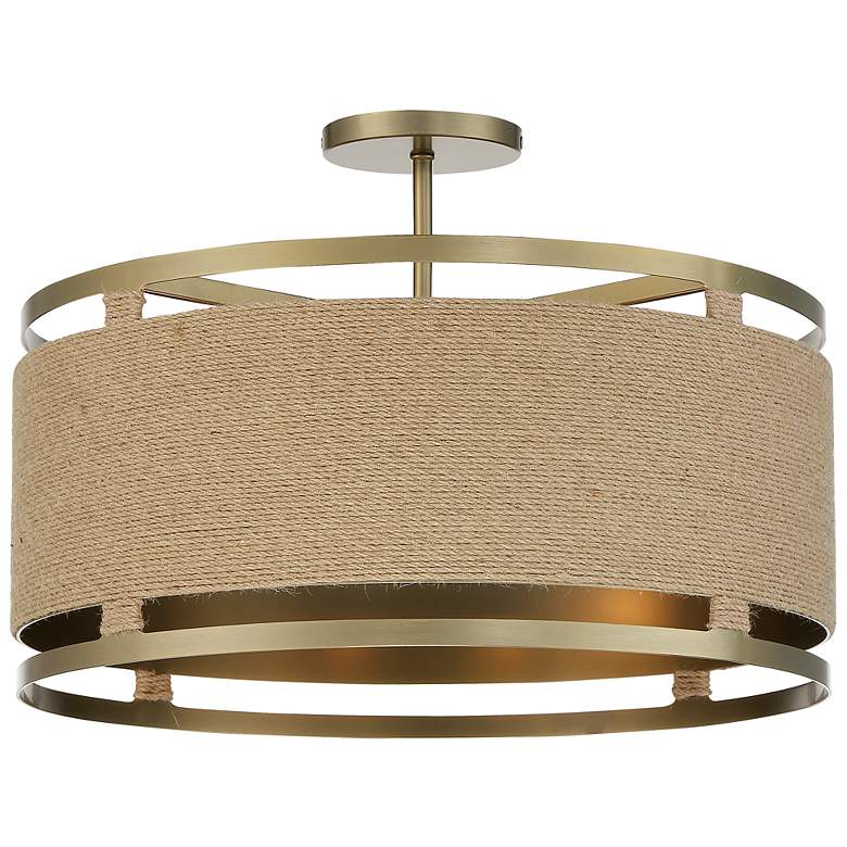 Image 2 Minka Windward Passage 20 1/2 Soft Brass and Natural Rope Ceiling Light