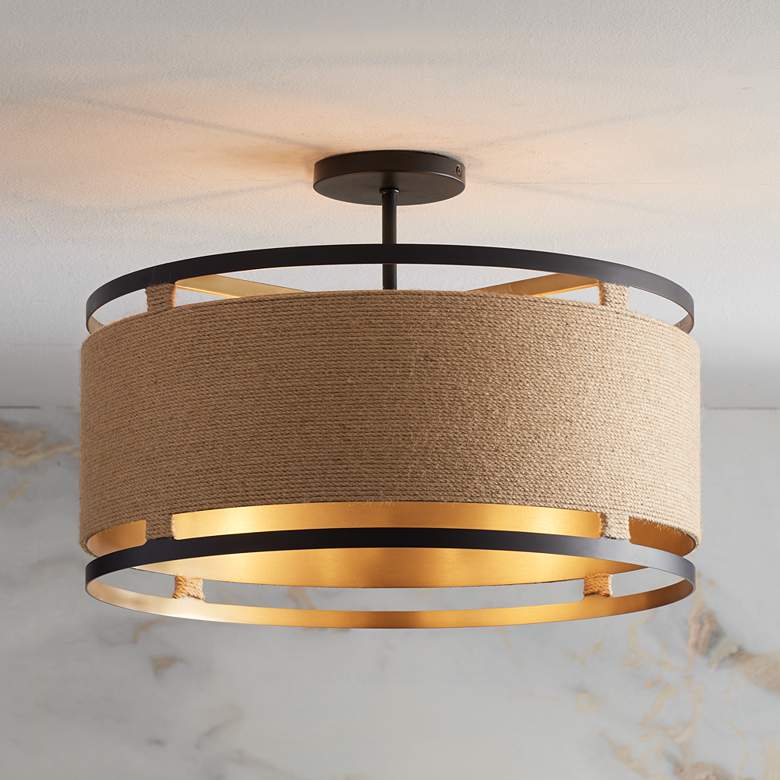 Image 1 Minka Windward Passage 20 1/2 Wide Coal and Natural Rope Ceiling Light