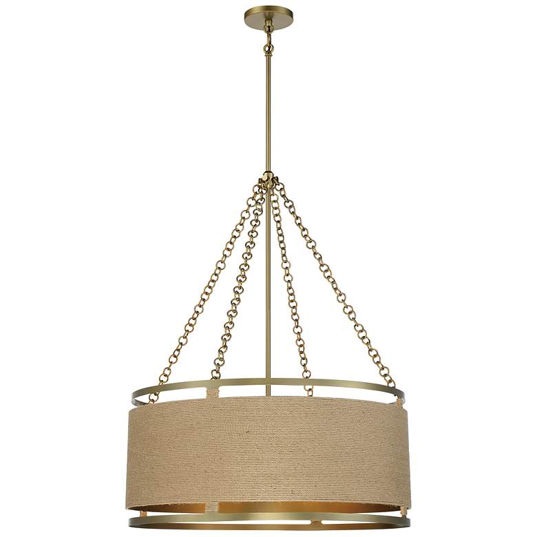 Image 2 Minka Windward Passage 26 1/2" Brass and Natural Rope 6-Light Pendant