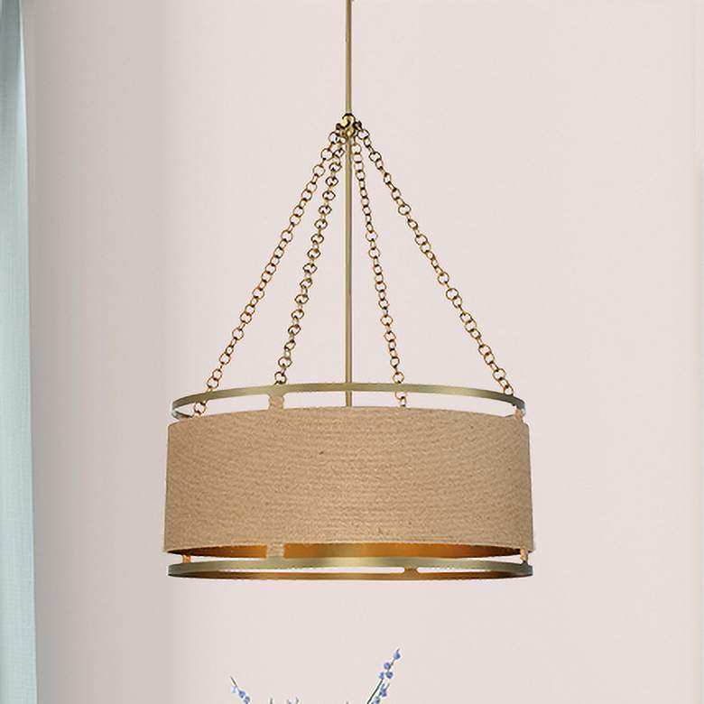 Image 1 Minka Windward Passage 26 1/2" Brass and Natural Rope 6-Light Pendant