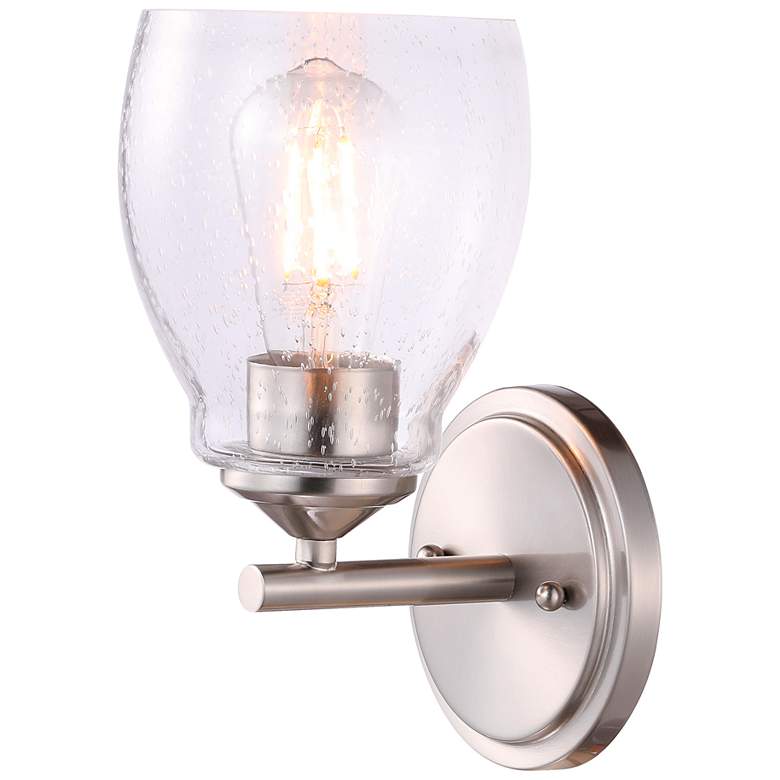 Image 1 Minka Winsley 10" High Brushed Nickel Metal Wall Sconce
