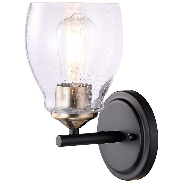 Image 1 Minka Winsley 10" High Coal Stained Brass Wall Sconce