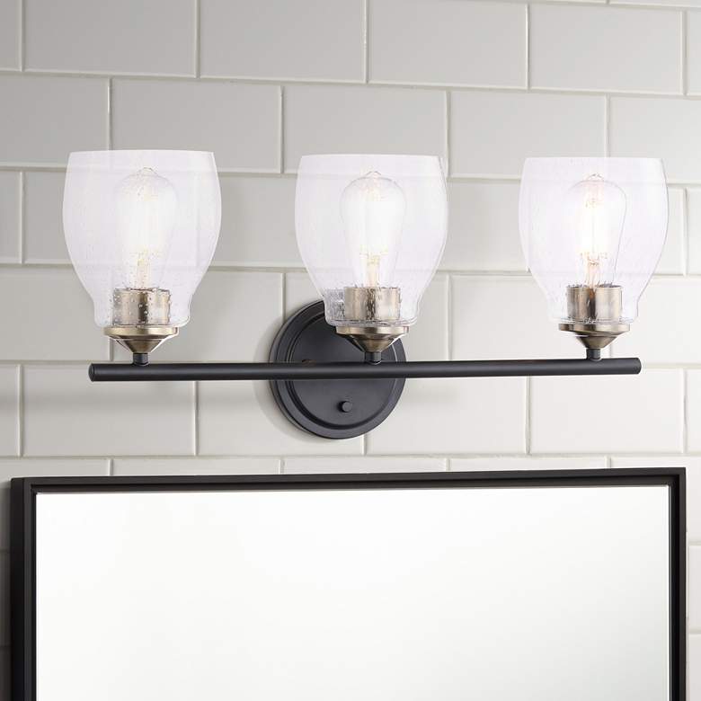 Image 1 Minka Winsley 22 1/4" Wide Coal Stained Brass 3-Light Bath Light