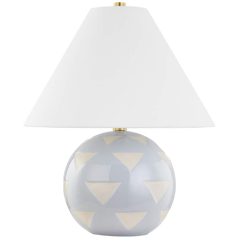 Image 1 Minnie Aged Brass 1 Light Blue Table Lamp