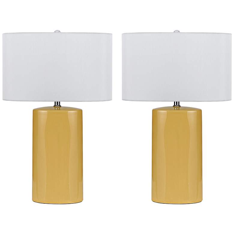 Image 1 Minorca Pastel Yellow Ceramic Table Lamp Set of 2