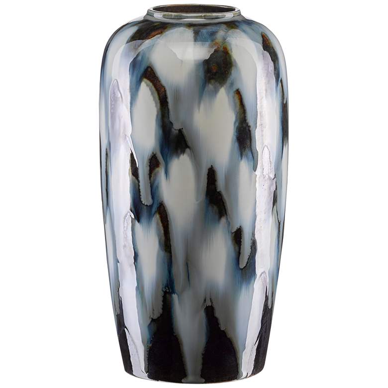 Image 1 Minten Indigo and Gray Cloud 12 1/4" High Porcelain Vase