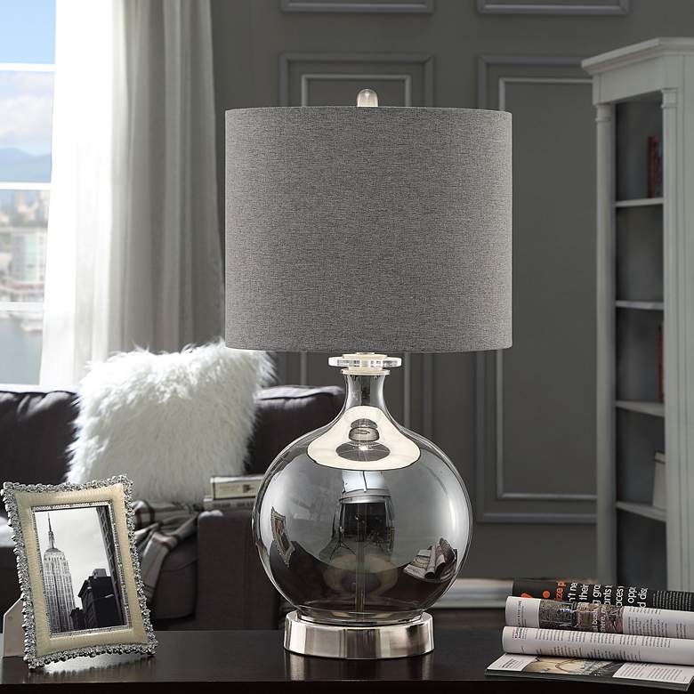 Image 1 Mintin Smoked Gray Glass Globe Table Lamp with Acrylic Base