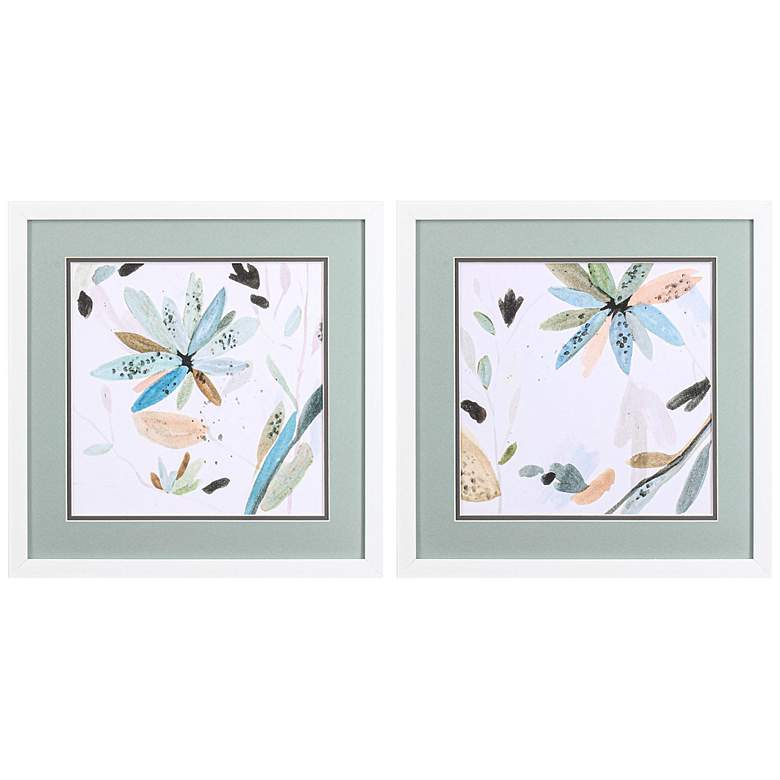 Image 2 Minty Garden 17 inch Square 2-Piece Framed Wall Art Set