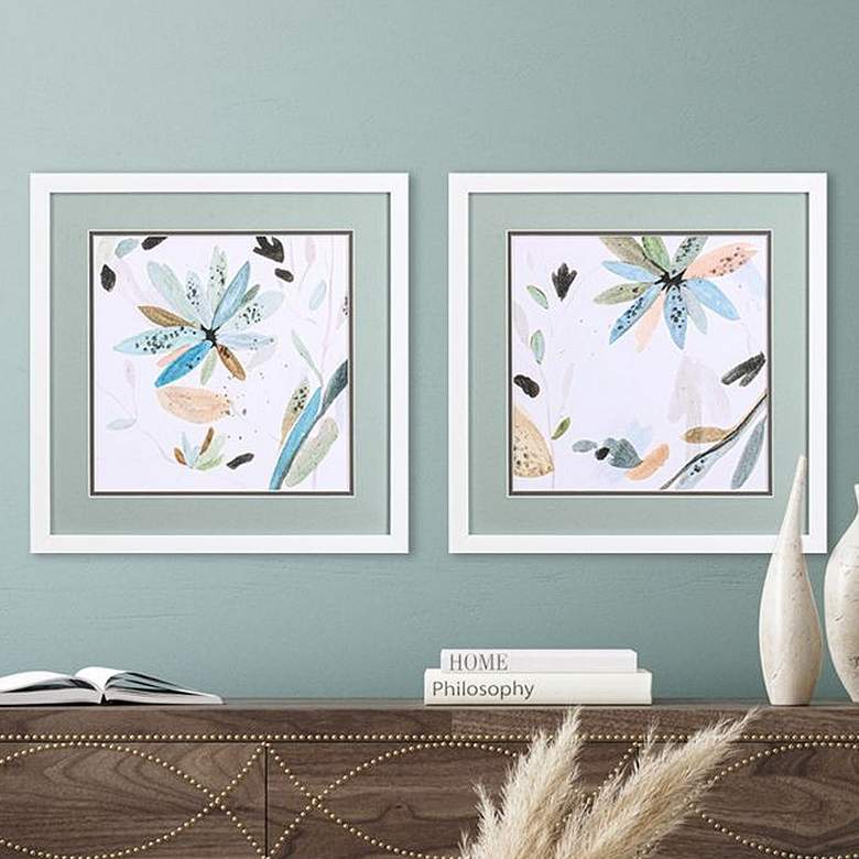 Image 1 Minty Garden 17 inch Square 2-Piece Framed Wall Art Set