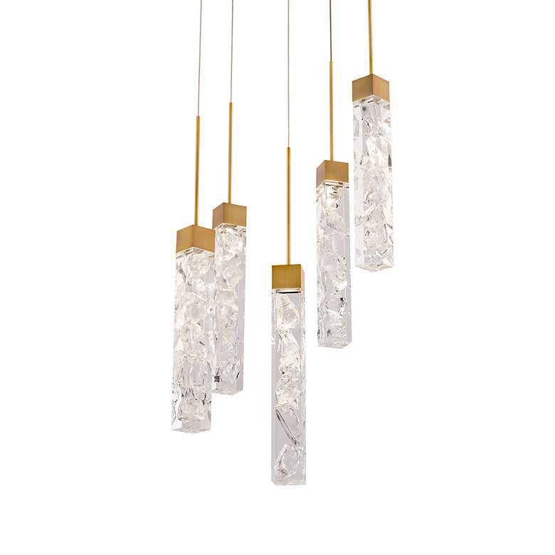 Image 2 Minx 16 3/4"W Aged Brass and Crystal Multi-Light LED Pendant more views