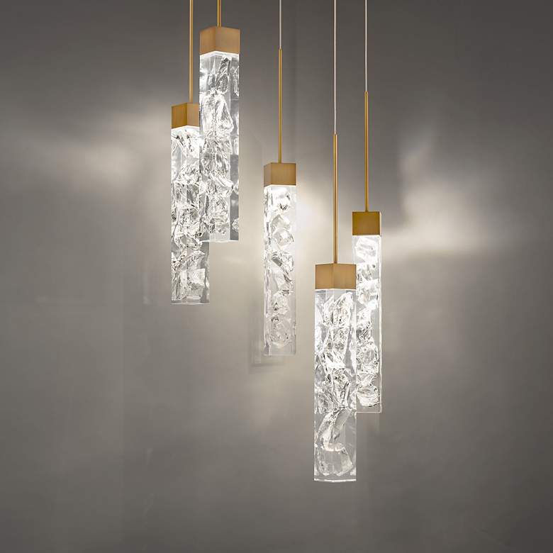 Image 3 Minx 16 3/4"W Aged Brass and Crystal Multi-Light LED Pendant more views