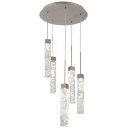 Minx 17" Wide Antique Nickel LED Multi-Light Pendant