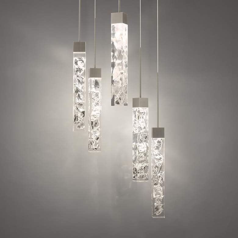Image 1 Minx 17" Wide Antique Nickel LED Multi-Light Pendant