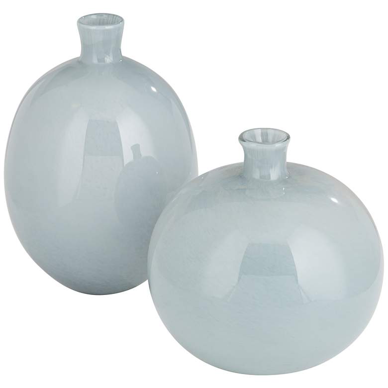 Image 2 Minx 8 inch and 10 inch High Modern Gray Glass Vase Set
