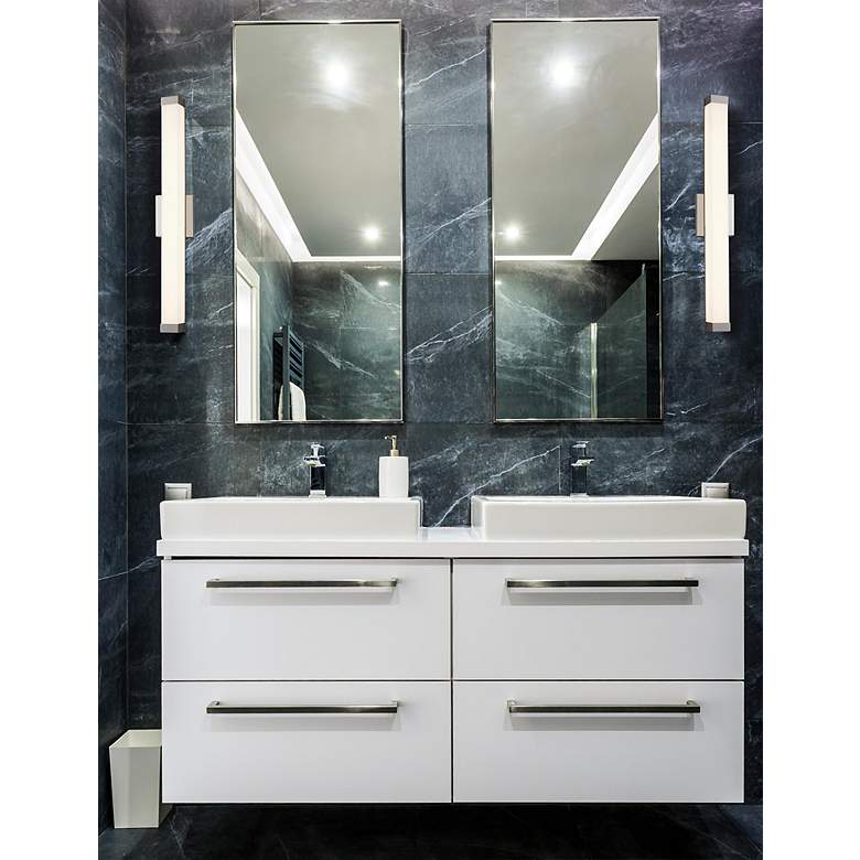 Image 5 Mio 25.5"W ADA Brushed Nickel Linear LED Bath Light With Opal Acrylic more views
