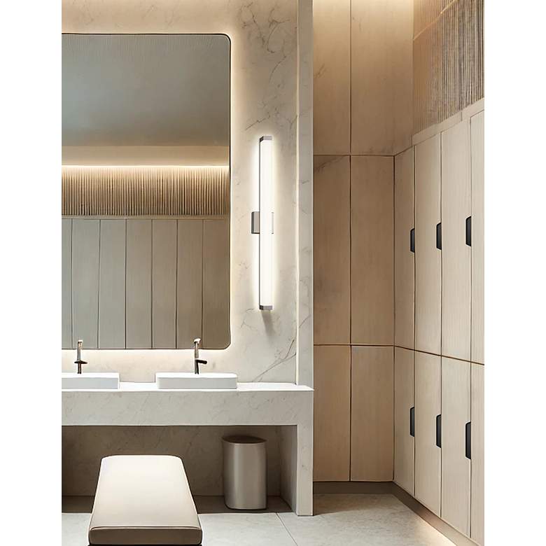Image 5 Mio 38"W ADA Brushed Nickel Linear LED Bath Light With Opal Acrylic Sh more views