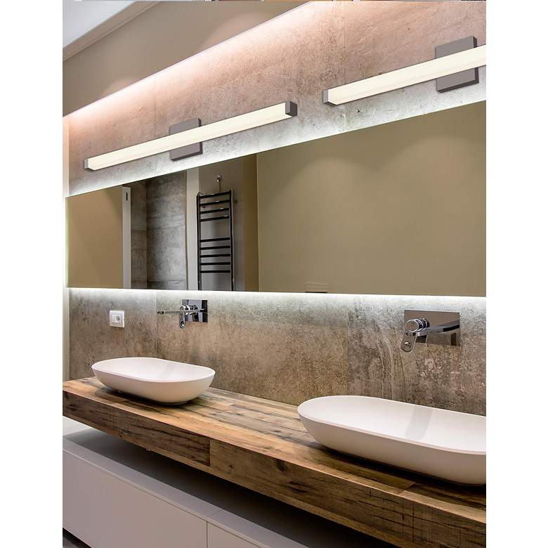 Image 5 Mio 48"W ADA Brushed Nickel Linear LED Bath Light With Opal Acrylic Sh more views