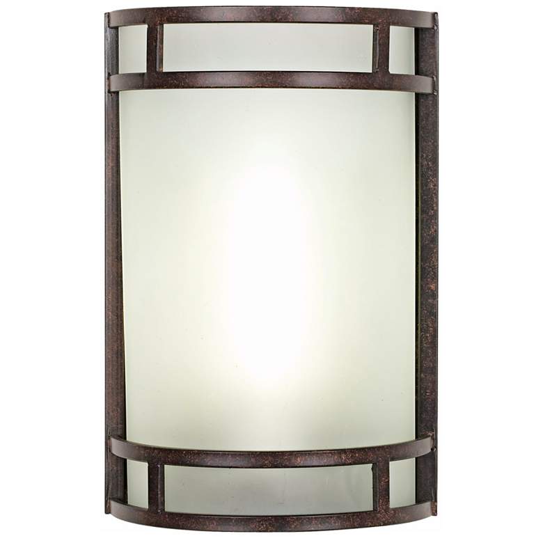 Image 1 Mira 12 inch High Bronze Metal and Art Glass Domed Wall Sconce
