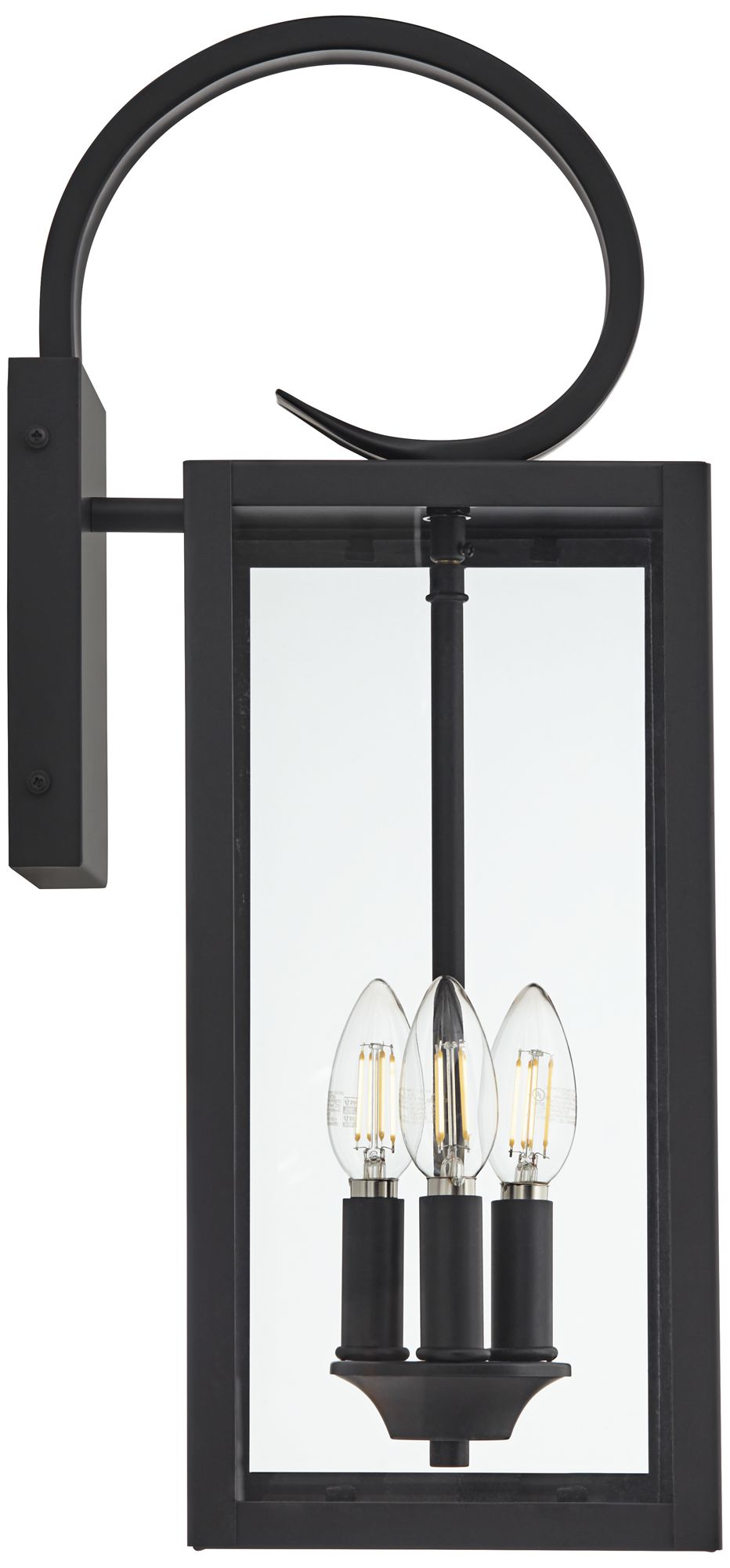 Mira 21 1/2" High Flat Black 3-Light Outdoor Wall Light