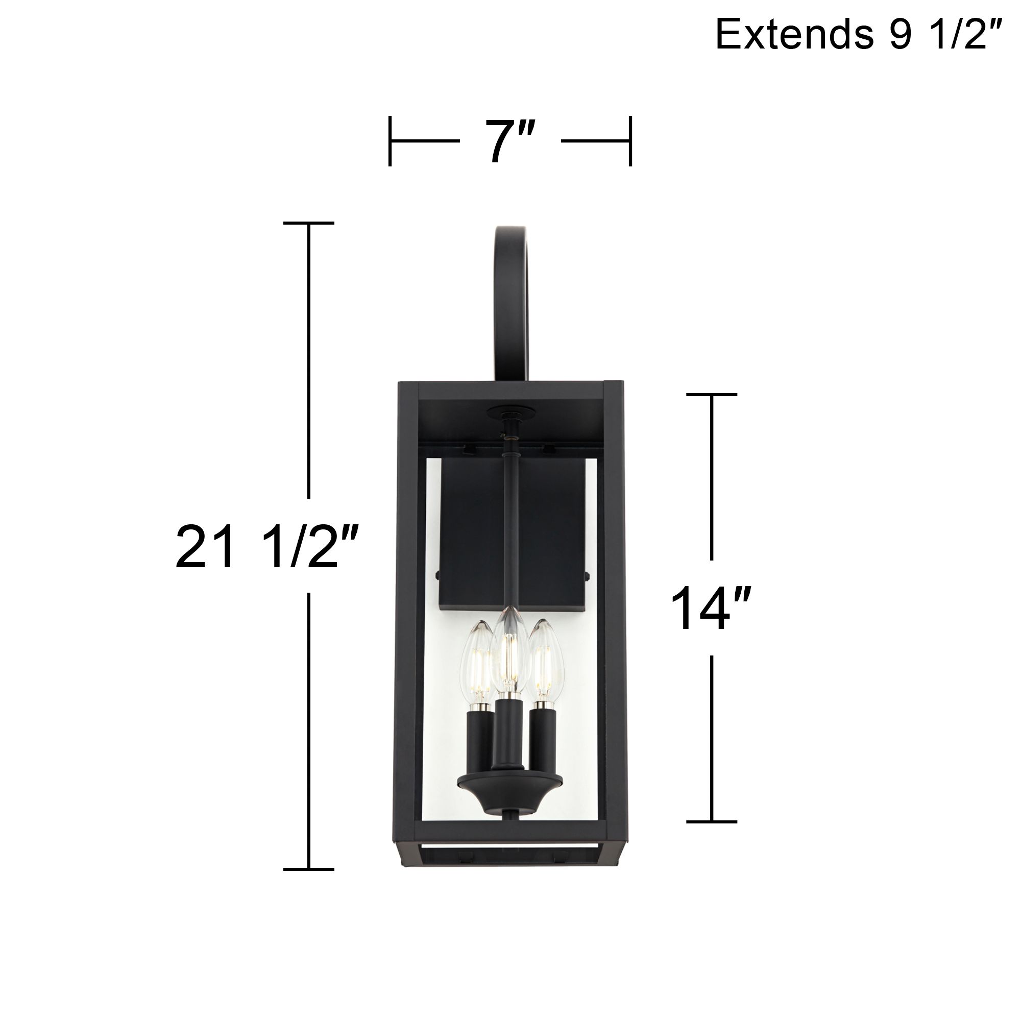 Mira 21 1/2" High Flat Black 3-Light Outdoor Wall Light