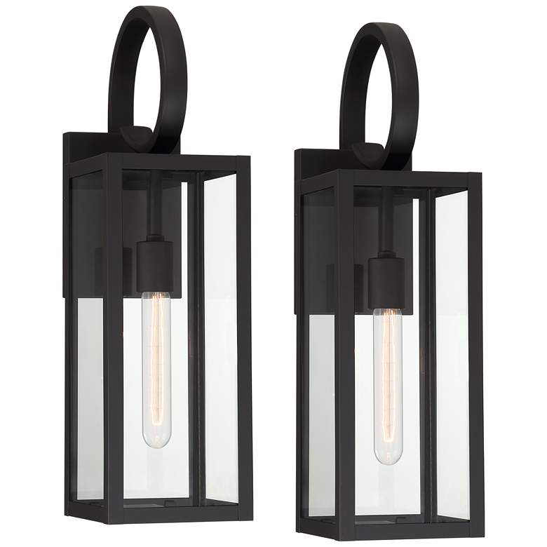 Image 2 Mira 21 inch High Black Outdoor Wall Light Set of 2