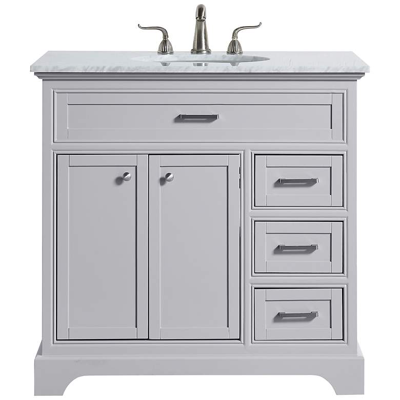 Image 1 Mira 36 inchW Light Gray 3-Drawer Single Sink Bathroom Vanity