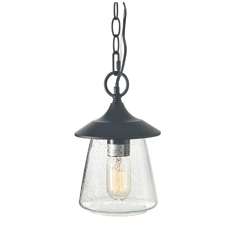 Image 1 Mirabe 9.4 inch High Black Glass Outdoor Hanging Light