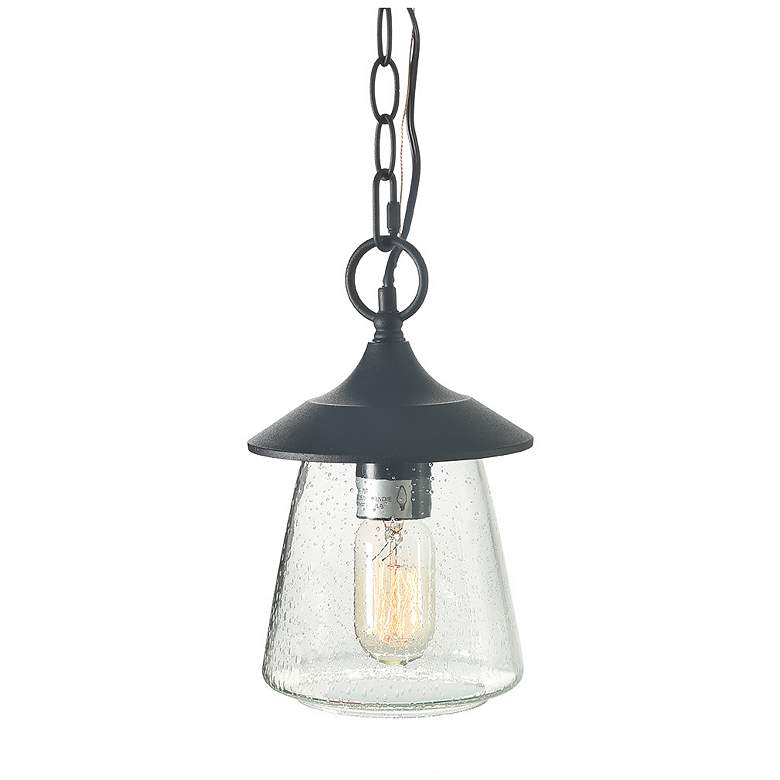 Image 1 Mirabe 9.4" High Black Glass Outdoor Hanging Light
