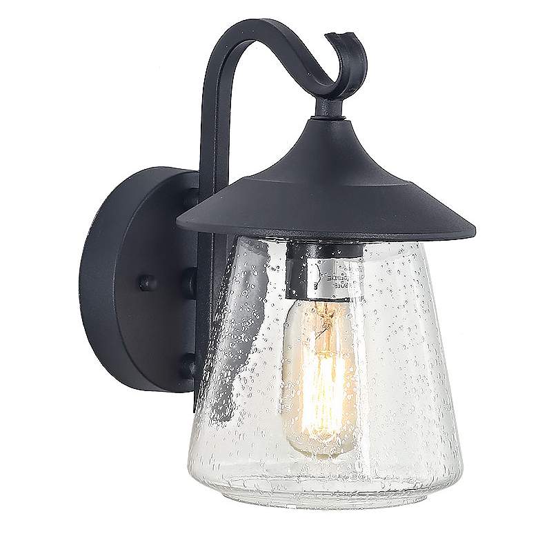 Image 1 Mirabe 9.6 inch High Black Glass Outdoor Wall Light