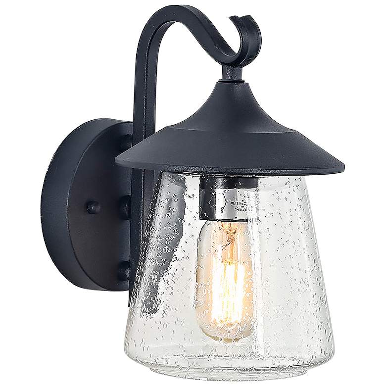 Image 1 Mirabe 9.6" High Black Glass Outdoor Wall Light