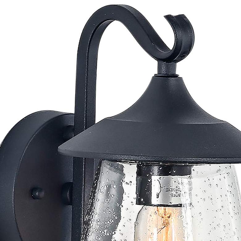 Image 2 Mirabe 9.6" High Black Glass Outdoor Wall Light more views