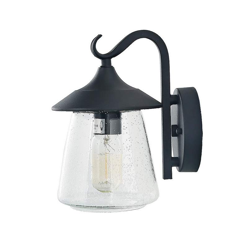 Image 3 Mirabe 9.6" High Black Glass Outdoor Wall Light more views