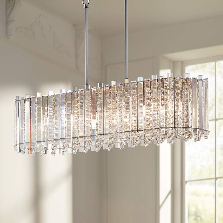 Mirabell 34&quot; Crystal LED Kitchen Island Pendant by Inspire Me Home