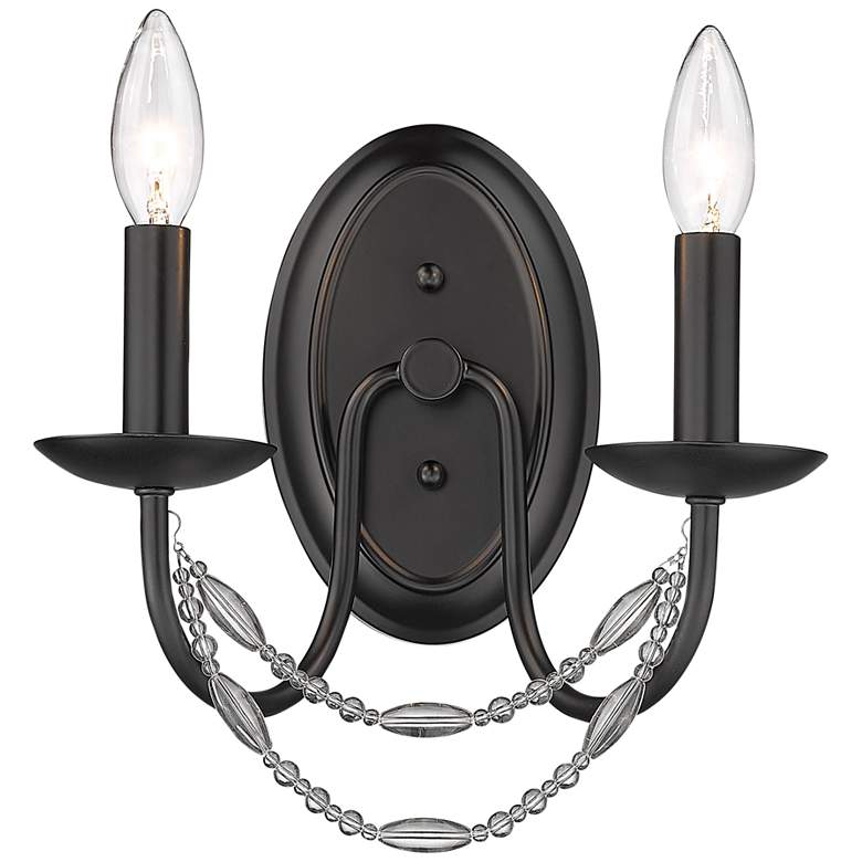 Image 3 Mirabella 10 1/2" High Matte Black Metal 2-Light Wall Sconce