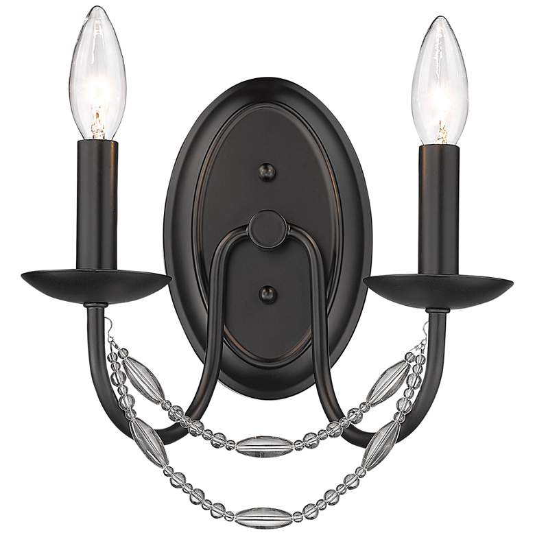 Image 3 Mirabella 10 1/2 inch High Matte Black Metal 2-Light Wall Sconce