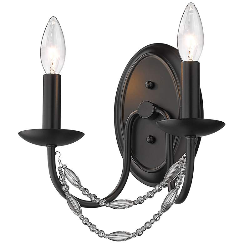 Image 5 Mirabella 10 1/2 inch High Matte Black Metal 2-Light Wall Sconce more views