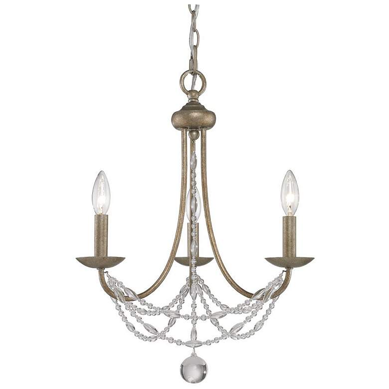 Image 1 Mirabella 18 inch Wide Golden Aura 3-Light Chandelier With Pearl Chiffon S
