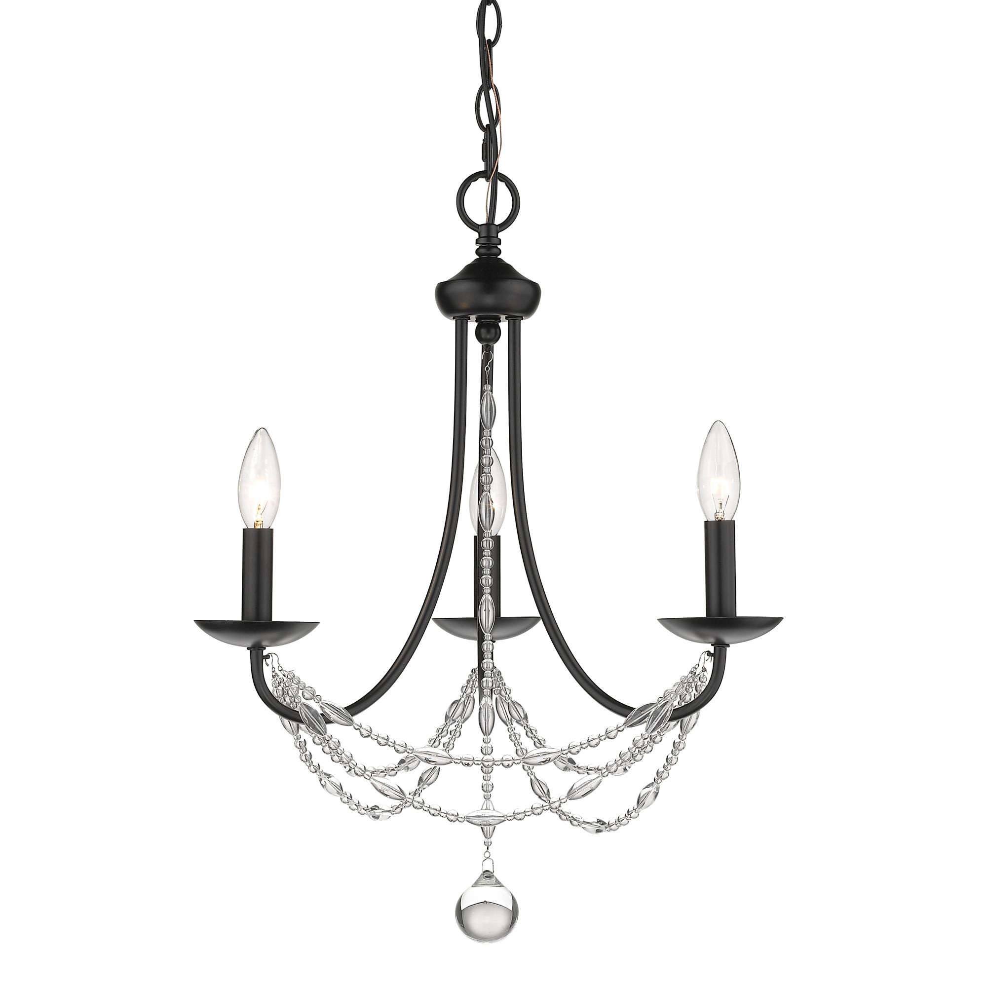 Image 2 Mirabella 18" Wide Matte Black 3-Light Chandelier more views