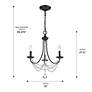 5_Mirabella 18" Wide Matte Black 3-Light Chandelier more views