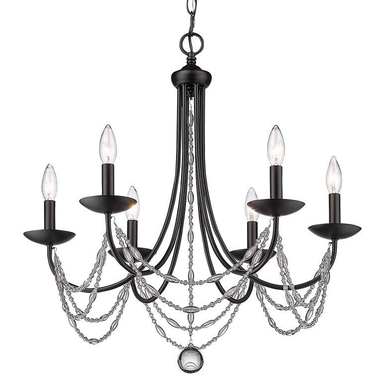 Image 2 Mirabella 25 1/2 inch Wide Matte Black Metal 6-Light Chandelier