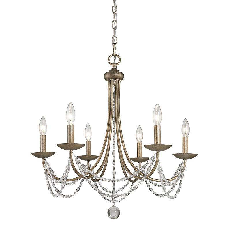 Image 3 Mirabella 25" Wide Golden Aura Beaded 6-Light Chandelier