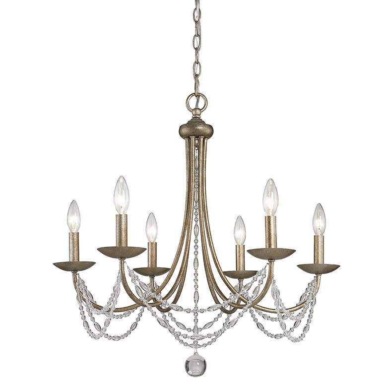 Image 1 Mirabella 25 inch Wide Golden Aura Beaded 6-Light Chandelier