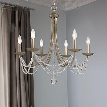 Mirabella 25" Wide Golden Aura Beaded 6-Light Chandelier