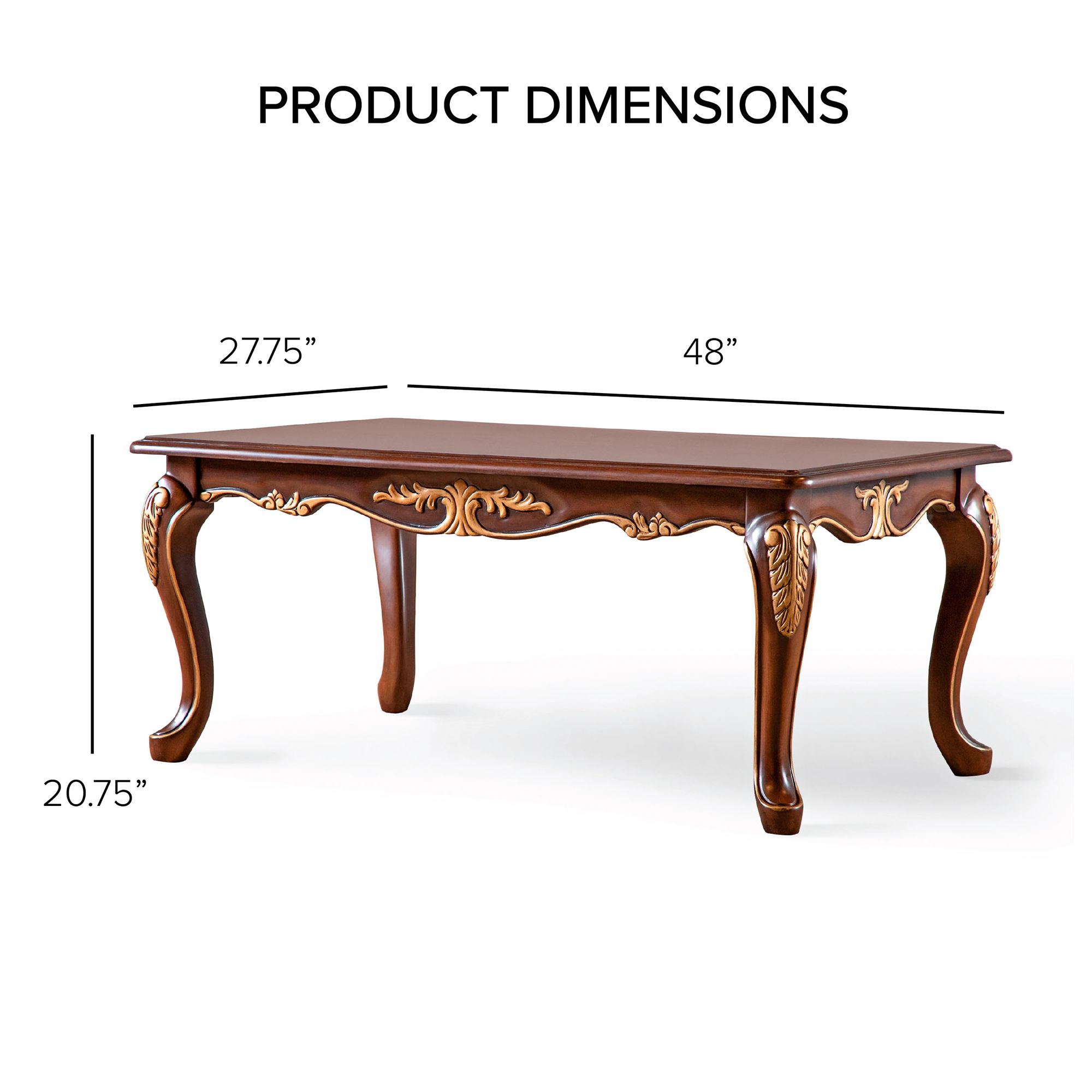 Mirabella 48" Wide Cherry Cabriole Legs Coffee Table