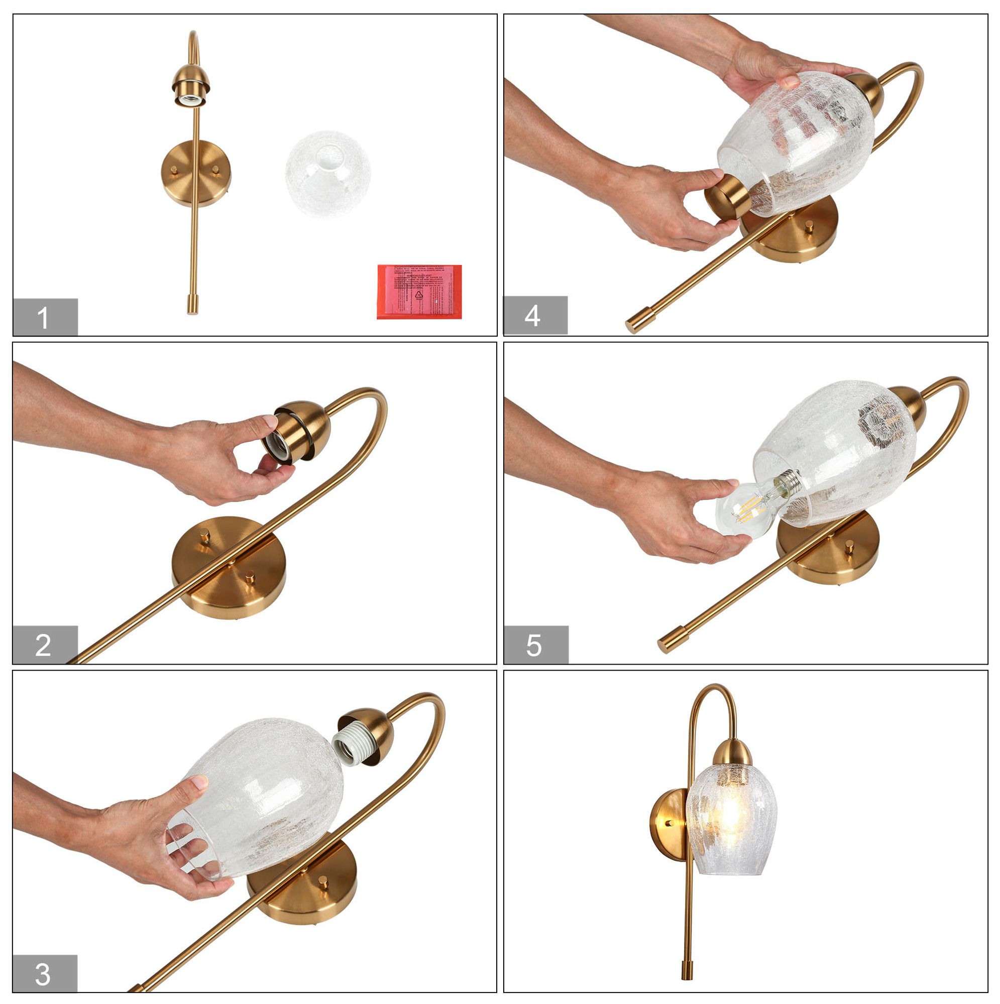 Mirabellisation 1-Light Gold Glass Wall Sconces