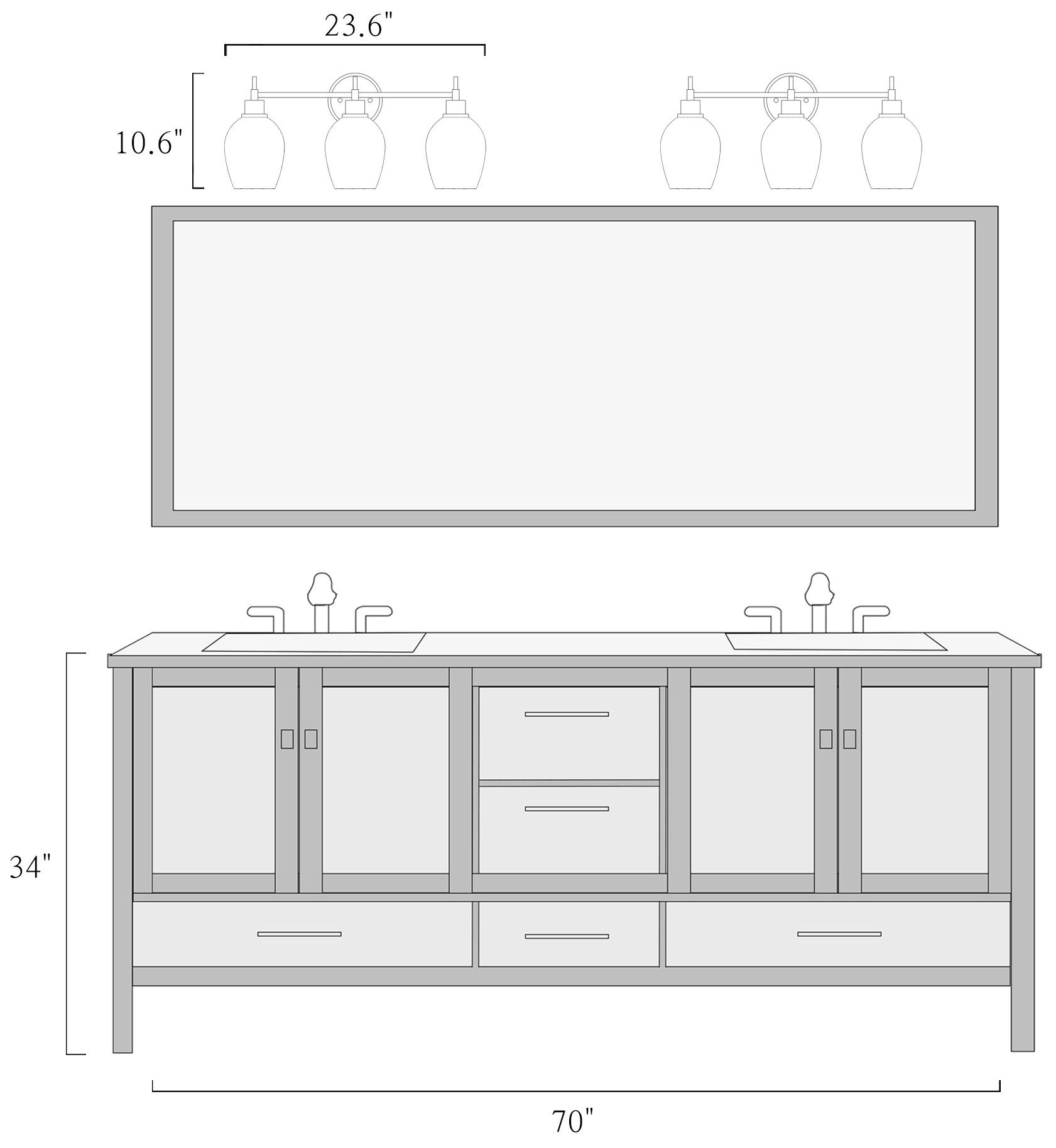 Mirabellisation 3-Light Gold Vanity Bath Lights