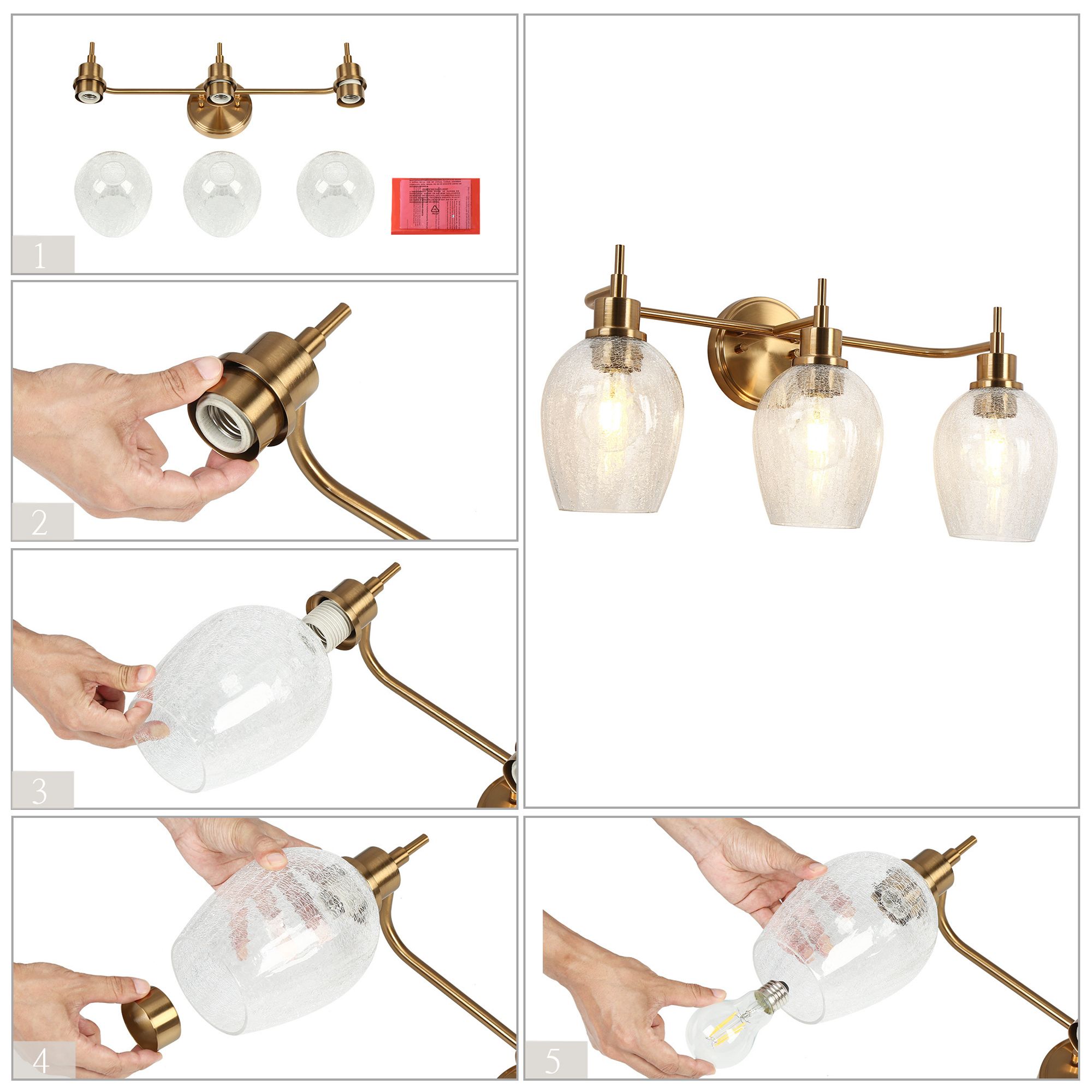 Mirabellisation 3-Light Gold Vanity Bath Lights