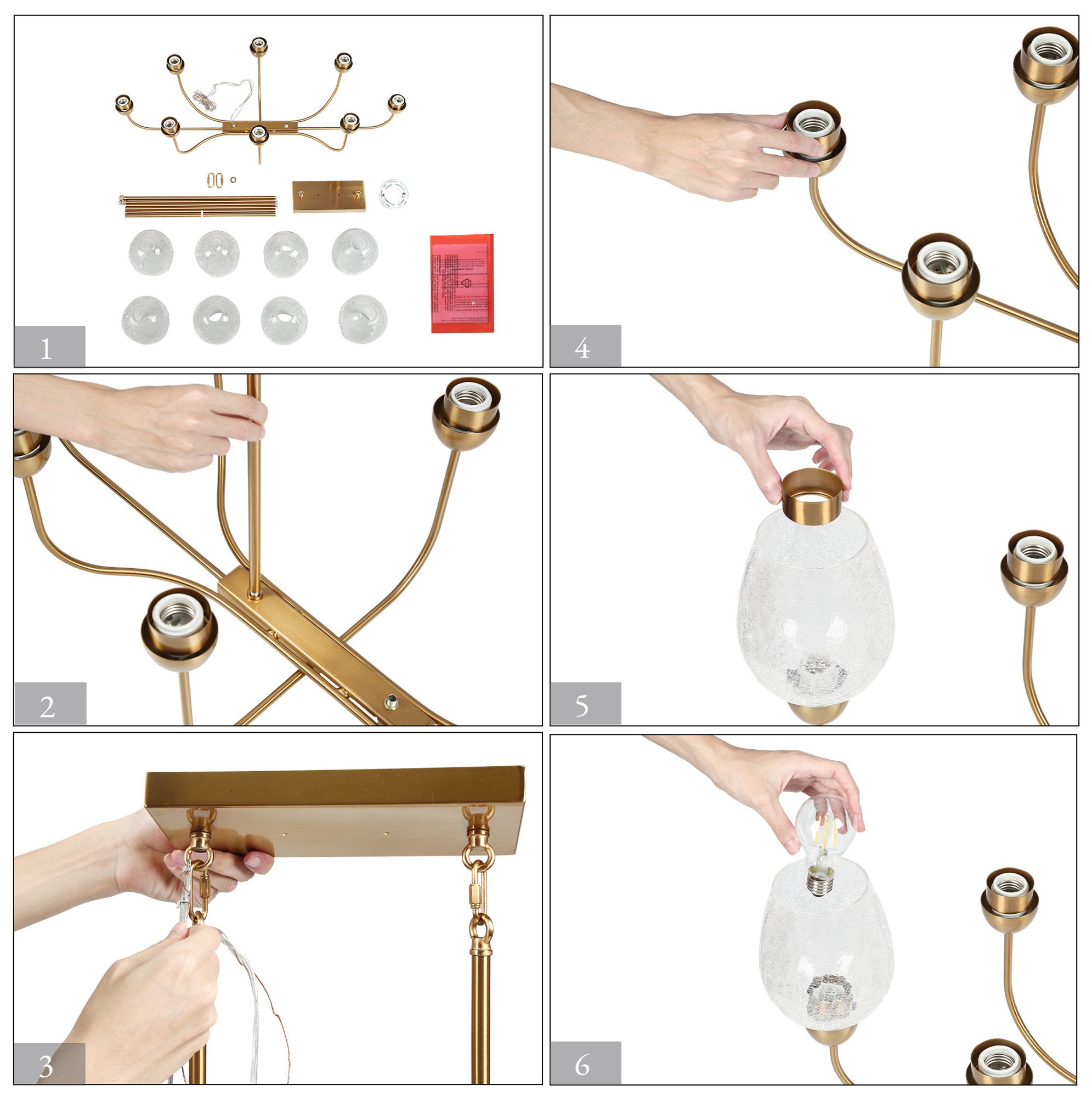 Mirabellisation 8-Light Gold Glass Island Chandelier - Made to Order